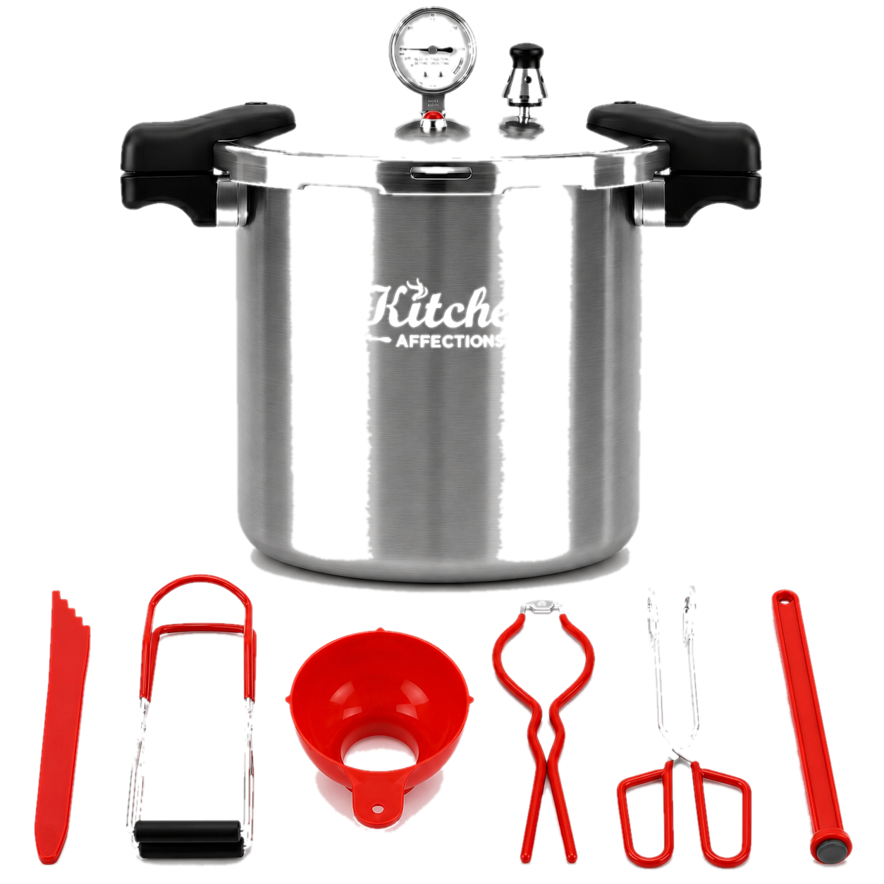 Kitchen Affections 24-Quart Pressure Canner with dual pressure gauge and 6-piece starter kit